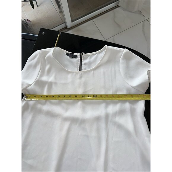 Alfani White Short Sleeve High Low Loose Top Size 12 - Picture 6 of 7
